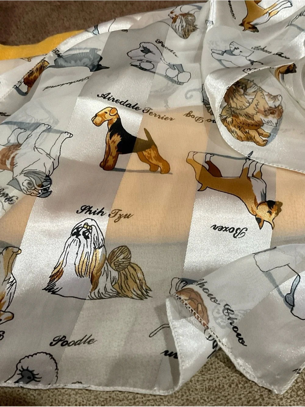 Sheer White Stripe Dog Scarf Women's Hair Head Wrap Boxer Pug Shih Tzu Poodle